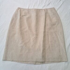 Moda Int'l Vtg Beige Pencil Mini Skirt 10P Classic Academia Minimalist Natural